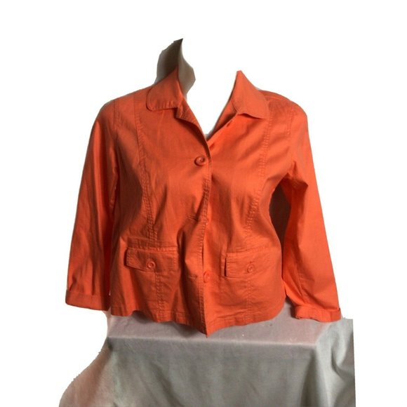 Chicos Women Large Orange Button Jacket size 2 - Picture 1 of 3